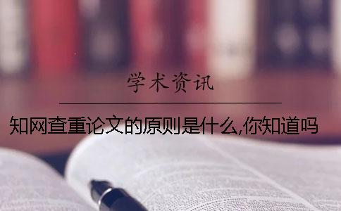 知网查重论文的原则是什么,你知道吗？