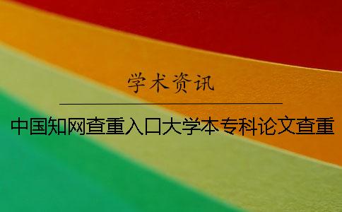 中国知网查重入口大学本专科论文查重检测